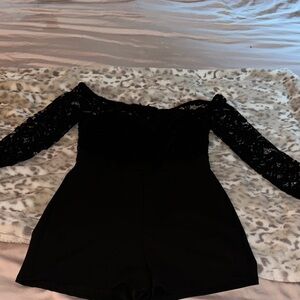Elegant Black Lace Long Sleeve Romper